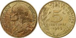 World Coins - France, 5 Centimes, Marianne, 1969, Paris, Aluminum-Bronze,