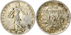 World Coins - France, Semeuse, 50 Centimes, 1909, Paris, , Silver, KM:854