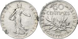 World Coins - France, 50 Centimes, Semeuse, 1917, Paris, Silver, , Gadoury:420