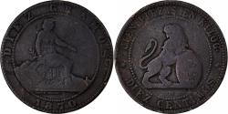World Coins - Spain, Provisional Government, 10 Centimos, 1870, Madrid, Copper,