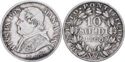 World Coins - Vatican, PAPAL STATES, Pius IX, 10 Soldi, 50 Centesimi, 1868, Rome, Silver