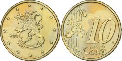 World Coins - Finland, 10 Euro Cent, 2001, Vantaa, , Brass, KM:101