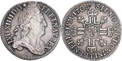 World Coins - France, Louis XIV, Ecu aux 8 L 2e type, 1708, Nantes, Silver,