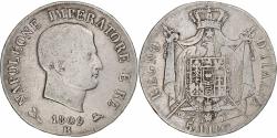World Coins - ITALIAN STATES, KINGDOM OF NAPOLEON, Napoleon I, 5 Lire, 1809, Bologna, Silver