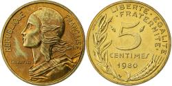 World Coins - France, 5 Centimes, Marianne, 1980, Paris, FDC, Aluminum-Bronze,