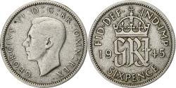 World Coins - Great Britain, George VI, 6 Pence, 1945, Silver, , KM:852