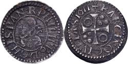 World Coins - Principality of Catalonia, Philip III, 1/2 Croat, 1611, Barcelona, Billon