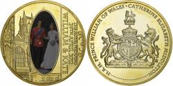 World Coins - United Kingdom, Medal, William et Kate, The Royal Wedding, Copper Gilt,