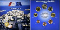 World Coins - Malta, 1 Cent to 2 Euro + stamp, BU, 2008, Monnaie de Paris,