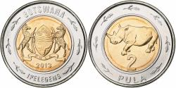 World Coins - Botswana, 2 Pula, Rhinocéros, 2013, Royal Canadian Mint, Bi-Metallic,