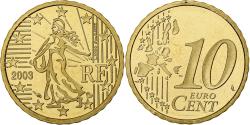 World Coins - France, 10 Euro Cent, Proof, 2003, Monnaie de Paris, Nordic gold,
