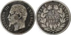 World Coins - France, Napoleon III, Franc, 1860, Strasbourg, Silver, , KM:779.2
