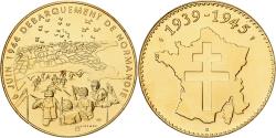 World Coins - France, Medal, 1939-1945, Débarquement de Normandie, Copper-Nickel Gilt,