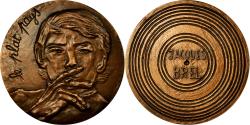 World Coins - France, Medal, Musique, Jacques Brel, le Plat Pays, 1980, Etchecopar,