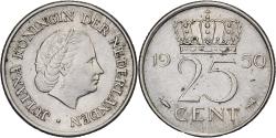 World Coins - Netherlands, Juliana, 25 Cents, 1950, Nickel, , KM:183