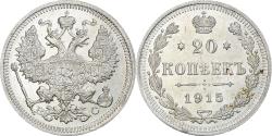 World Coins - Russia, Nicholas II, 20 Kopeks, 1915, Petrograd, , Silver, KM:22a.2