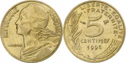 World Coins - France, 5 Centimes, Marianne, 1995, Pessac, Aluminum-Bronze,