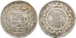 World Coins - Coin, Tunisia, Muhammad al-Nasir Bey, 50 Centimes, 1917, Paris,
