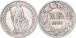 World Coins - Coin, Switzerland, 1/2 Franc, 1921, Bern, , Silver, KM:23