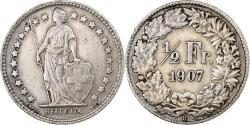World Coins - Switzerland, 1/2 Franc, 1907, Bern, Silver, , KM:23