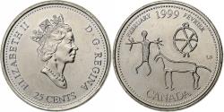 World Coins - Canada, Elizabeth II, 25 Cents, 1999, Royal Canadian Mint, Nickel,