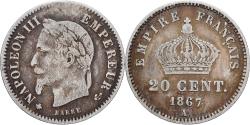 World Coins - France, Napoleon III, 20 Centimes, 1867, Paris, Silver, , Gadoury:309
