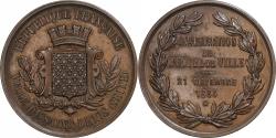World Coins - France, Medal, Inauguration de l'Hôtel de Ville de Saint-Denis, 1883, Copper