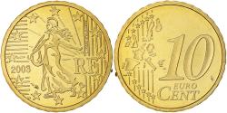 World Coins - France, 10 Euro Cent, 2003, Paris, Proof / BE, , Brass