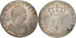 World Coins - France, Louis XV, 1/4 Ecu Vertugadin, 1716, Rouen, Reformed, Silver,