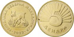 World Coins - Macedonia, 5 Denari, 2022, Brass plated steel,