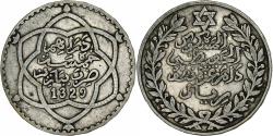 World Coins - Morocco, 'Abd al-Hafiz, 1/2 Rial, 5 Dirhams, 1911/AH1329, bi-Bariz, Silver