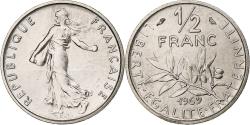 World Coins - France, 1/2 Franc, Semeuse, 1969, Paris, série FDC, Nickel,
