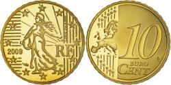 World Coins - France, 10 Euro Cent, 2009, Paris, Proof / BE, , Brass, Gadoury:4b.
