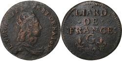 World Coins - France, Louis XIV, Liard, 1658, Chatellerault, Copper, , Gadoury:80