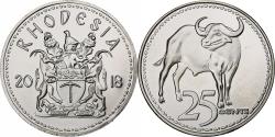 World Coins - Rhodesia, 25 Cents, Buffalo, 2018, Nickel plated steel,