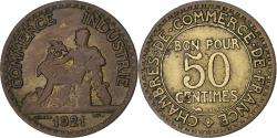 World Coins - France, 50 Centimes, Chambre de commerce, 1921, Paris, Cupro-Aluminium