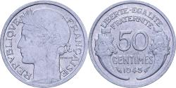 World Coins - France, 50 Centimes, Morlon, 1945, Paris, Aluminum, , KM:894.1a