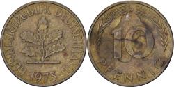 World Coins - Federal Republic of Germany, 10 Pfennig, 1973, Munich, Brass Clad Steel