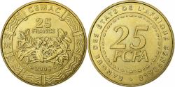World Coins - Central African States, 25 Francs, 2006, Paris, Brass, , KM:20