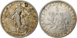 World Coins - France, Semeuse, Franc, 1909, Paris, , Silver, KM:844.1, Gadoury:467