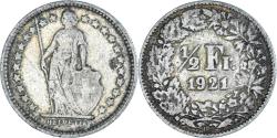 World Coins - Coin, Switzerland, 1/2 Franc, 1921, Bern, , Silver, KM:23