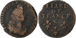 World Coins - France, Louis XIV, Liard, 1698, Reims, Copper, , Gadoury:81