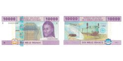World Coins - Banknote, Central African States, 10,000 Francs, 2002, KM:110T, UNC(60-62)