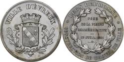 World Coins - France, Medal, Construction de l'Hôtel de Ville d'Evreux, 1891, Silvered