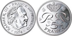 World Coins - Coin, Monaco, 5 Francs, 1974, ESSAI, , Silver, KM:E61, Gadoury:MC 153