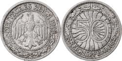 World Coins - GERMANY, WEIMAR REPUBLIC, 50 Reichspfennig, 1928, Karlsruhe, Nickel,