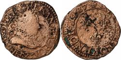 World Coins - France, Henri III, Double Tournois, 1587, Amiens, Copper,
