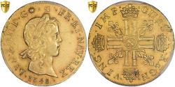 World Coins - France, Louis XIV, Double louis d'or à la mèche longue, 1648, Montpellier, PCGS