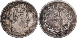 World Coins - France, Louis Philippe I, 50 Centimes, 1845, Rouen, Silver,