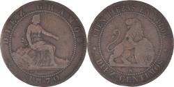 World Coins - Coin, Spain, Provisional Government, 10 Centimos, 1870, Madrid,
